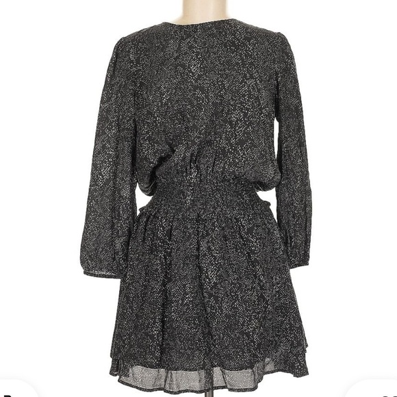 Rails Inez Gray Slate Python Smocked Waist High Neck Mini Dress M - Picture 3 of 6